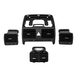 REJILLA VW BORA 05-10/GOLF GTI 07-09 CENTRAL/LATERALES/TRASERA CENTRAL JUEGO 4 PIEZAS TIPO ORIGINAL NEGRO FILO PLATA PLASTICO CHIN Delantera/Trasera