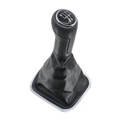 PERILLA VW VENTO 13-22 VW POLO 10-22 FUNDA CON PERILLA NEGRA/CROMO 5 VELOCIDADES VINIPIEL CHIN