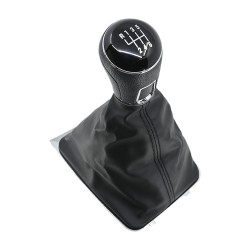 PERILLA VW GOLF 13-18 ST TOLEDO 17-18 VW CROSSFOX 2016 FUNDA CON PERILLA NEGRO/PLATA 6 VELOCIDADES VINIPIEL TIPO ORIGINAL CHN