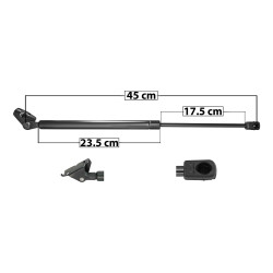AMORTIGUADOR 5TA PUERTA DG ATOS 05-08 45 23.5 17.5 ENTRADA TIPO 6 ENTRADA 2 TIPO 9 370 83.18 37.73 430 96.67 43.85 SPART 8119 TUR Derecho