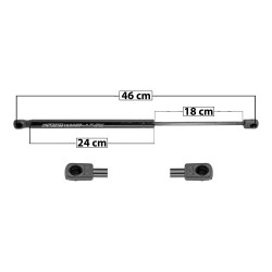 AMORTIGUADOR COFRE DG RAM 1500/2500 09-18 46 24 18 ENTRADA TIPO 9 ENTRADA 2 TIPO 9 305 68.57 31.1 245 55.08 24.98 SPART 8037 TUR Derecho/Izquierdo