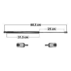 AMORTIGUADOR 5TA PUERTA HD CR-V 12-16 60.5 31.5 25 ENTRADA TIPO 9 ENTRADA 2 TIPO 9 365 82.06 37.22 425 95.54 43.34 SPART 6111 TUR Derecho/Izquierdo