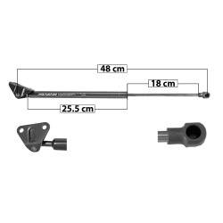 AMORTIGUADOR 5TA PUERTA MT ASX 13-15 48 25.5 18 ENTRADA TIPO 1 TIPO 2 ENTRADA 19 445 100.04 45.38 505 113.53 51.5 SPART 7827 TUR Derecho/Izquierdo