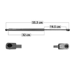 AMORTIGUADOR 5TA PUERTA NS PATHFINDER 13-20 MANUAL 55.5 32 19.5 470 105.66 47.93 530 119.15 54.05 SPART 6772 TUR Derecho/Izquierdo