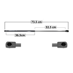 AMORTIGUADOR COFRE VW GOLF GTI/4P 10-14/2P 10-12 73.5 36.5 32.5 66.31 14.91 6.76 52.83 11.88 5.39 SPART TUR Derecho Delantera Cofre