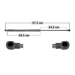 AMORTIGUADOR 5TA PUERTA FD FIESTA HATCHBACK 97-02 57.5 29.5 24.5 ENTRADA TIPO 1 ENTRADA 2 TIPO 1 295 66.32 30.08 355 79.81 36.2 MANIJAUTO 6409 TUR Derecho/Izquierdo