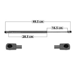 AMORTIGUADOR 5TA PUERTA MN 816 PACEMAN 11-16 49.5 28.5 16.5 ENTRADA TIPO 1 ENTRADA 2 TIPO 9 430 96.66 43.84 490 110.15 49.96 MANIJAUTO TUR Derecho/Izquierdo