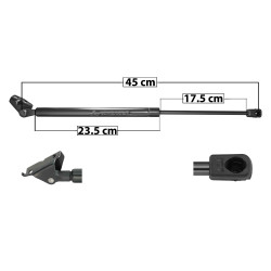 AMORTIGUADOR 5TA PUERTA DG ATOS 05-08 45 23.5 17.5 ENTRADA TIPO 6 ENTRADA 2 TIPO 9 370 83.18 37.73 430 96.67 43.85 MANIJAUTO 8119 TUR Derecho
