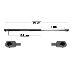 AMORTIGUADOR COFRE DG RAM 1500/2500 09-18 46 24 18 ENTRADA TIPO 9 ENTRADA 2 TIPO 9 305 68.57 31.1 245 55.08 24.98 MANIJAUTO 8037 TUR Derecho/Izquierdo