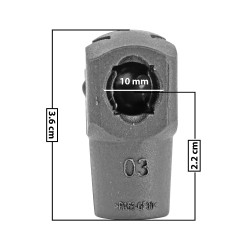 AMORTIGUADOR REPUESTO TERMINAL UN UNIVERSAL 50-23 10 MM 7 MM 3.5 CM RECTO 2.5 CM PLASTICO NEGRO MANIJAUTO TUR Derecho/Izquierdo Delantera/Trasera