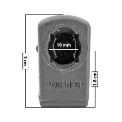 AMORTIGUADOR REPUESTO TERMINAL UN UNIVERSAL 50-23 10 MM 7 MM 3 CM TORCIDO 2 CM PLASTICO NEGRA MANIJAUTO TUR Derecho/Izquierdo Delantera/Trasera