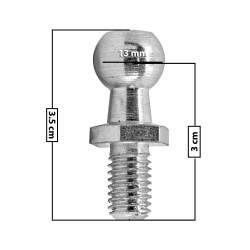 AMORTIGUADOR REPUESTO TERMINAL UN UNIVERSAL 50-23 13 MM 7 MM 3.5 CM CHUPON 3 CM METAL CROMADO MANIJAUTO TUR Derecho/Izquierdo Delantera/Trasera
