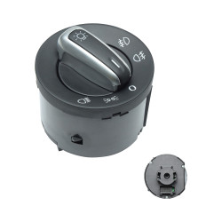 INTERRUPTOR LUZ DE FARO VW JETTA BICENTENARIO 11-18/TIGUAN 09-17/PASSAT 06-11/CC 09-14/CADDY 04-17/GOLF 07-19/EOS 07-11/BEETLE 12-19/BORA 05-10 SIN LUCES AUTOMATICAS 10 PINS 2 PASOS NEGRO FILO PLATA BASE CORTA PARA FARO NIEBLA 12VCC CHIN CHN GENERICA
