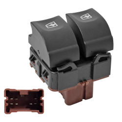 CONTROL ELECTRICO RN DUSTER 17-20/LOGAN 15-19/CAPTUR 18-20/SANDERO/STEPWAY 16-18/CLIO RS 15-17 DE ELEVADOR 7 PIN 2 TECLAS NEGRO BASE CAFE 254113300R 12VCC CHN CHIN MANIJAUTO