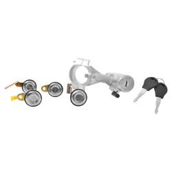 SET DE CILINDROS NS TSURU II 88-91 CON LLAVE PUERTA/ENCENDIDO/CAJUELA/GASOLINA CON CANDADO BRAZO LARGO METAL CROMO 12VCC CHN MANIJAUTO CHIN