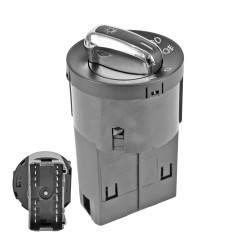 INTERRUPTOR LUZ DE FARO VW BEETLE 98-11/GOLF 00-06/JETTA CLASICO 08-15/A4 99-07/PASSAT 98-04/POINTER 06-10/POLO 03-20/VENTO 14-20 SIN LUCES AUTOMATICAS 17 PINS 2 PASOS NEGRO FILO CROMADO BASE LARGA PARA FARO NIEBLA 3BD941531 12VCC CHIN CHN MANIJAUTO