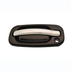MANIJA EXTERIOR CD ESCALADE EXT/ESV 02-06 CV SILVERADO 99-06/SUBURBAN/TAHOE/SONORA 00-06/AVALANCHE 02-06 GM SIERRA CV CHEYENNE 99-06 CON HOYO PARA LLAVE LISA PARA PINTAR NEGRA/CROMO PLASTICO TWN HUSHAN 15745149 Izquierdo Delantera