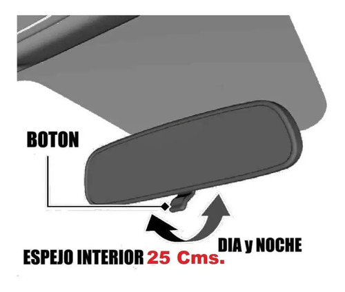 Espejo Interior Universal 25 Cms. Camionetas Autos